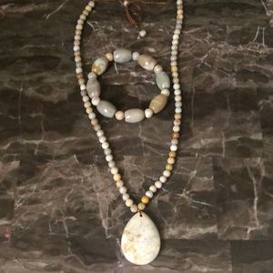 Fossilized Coral necklace and bracelet